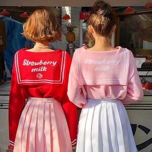 Sailor style strawberry milk top